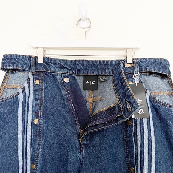 Adidas Ivy Park Wide Leg Denim Snap Up Baggy Pants Jeans Rodeo Collection Sz 2X - Picture 13 of 16